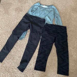 Three piece Lucy work out wear Top is size medium pants are size small